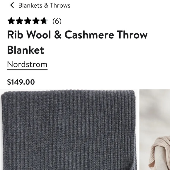Rib Wool & Cashmere Throw Blanket - Thumbnail 5